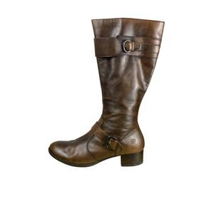 Born Kenzie Brown Leather Tall Riding Boots Buckle Detail Size 9.5
